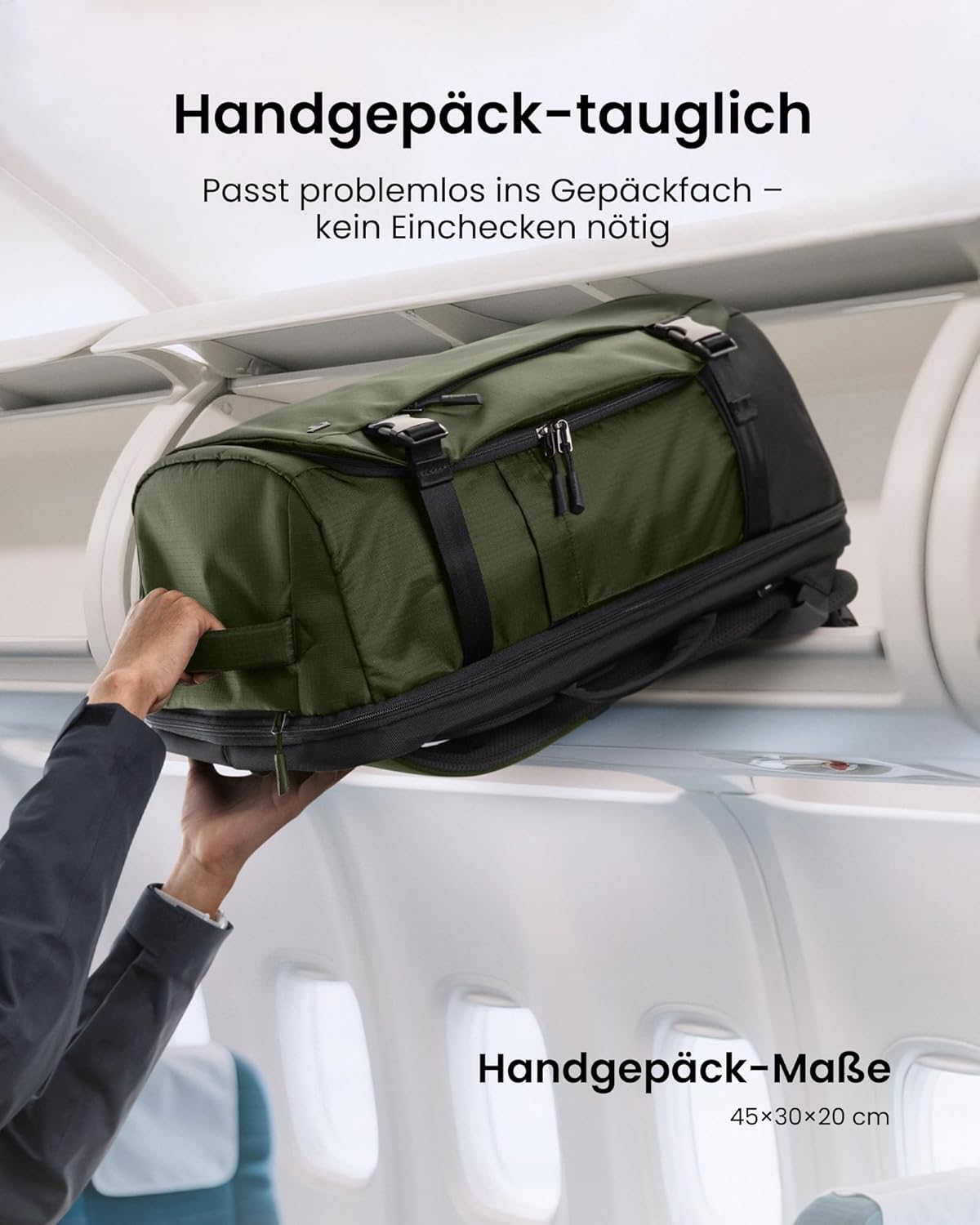 TSA-freundlicher Reiserucksack für Laptops bis 16 Zoll, 28 Liter Grün-ripstop