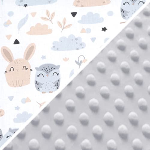 Einschlagdecke für Babyschale (90 x 90 cm), Eulen Hellgrau|Ganzjahres