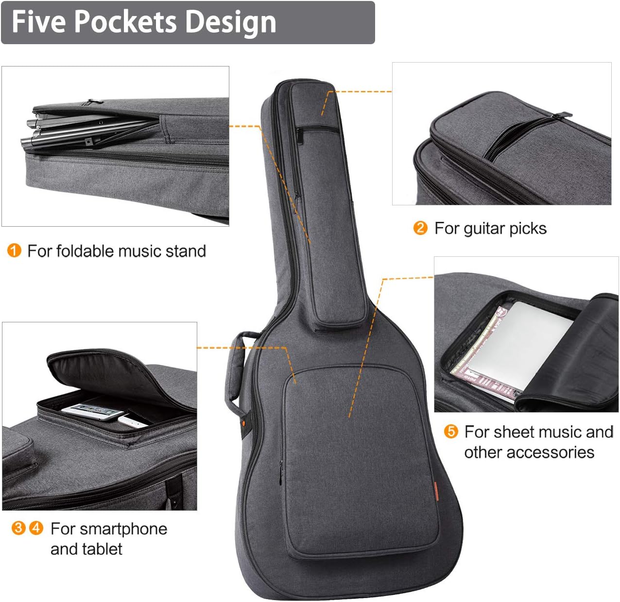 Wasserdichte Gitarrentasche, Grau