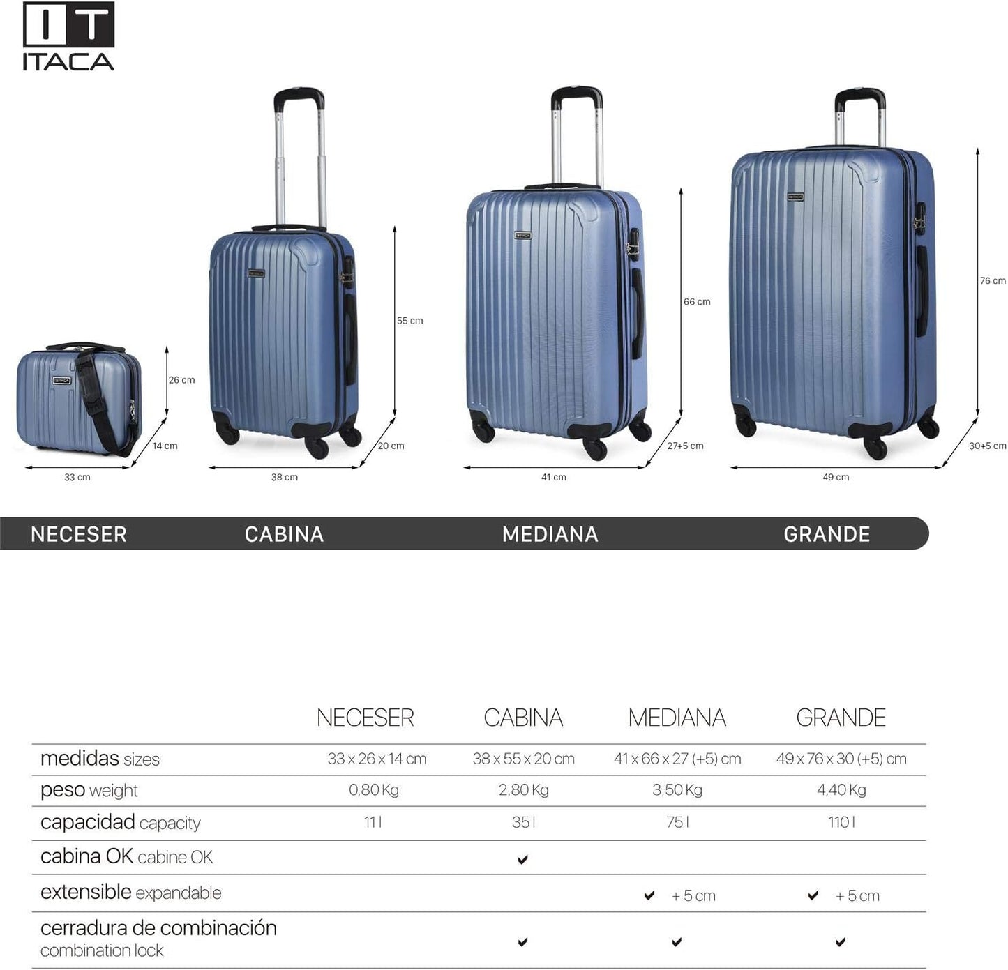 Handgepäckkoffer Cabina, Saphirblau 55 cm