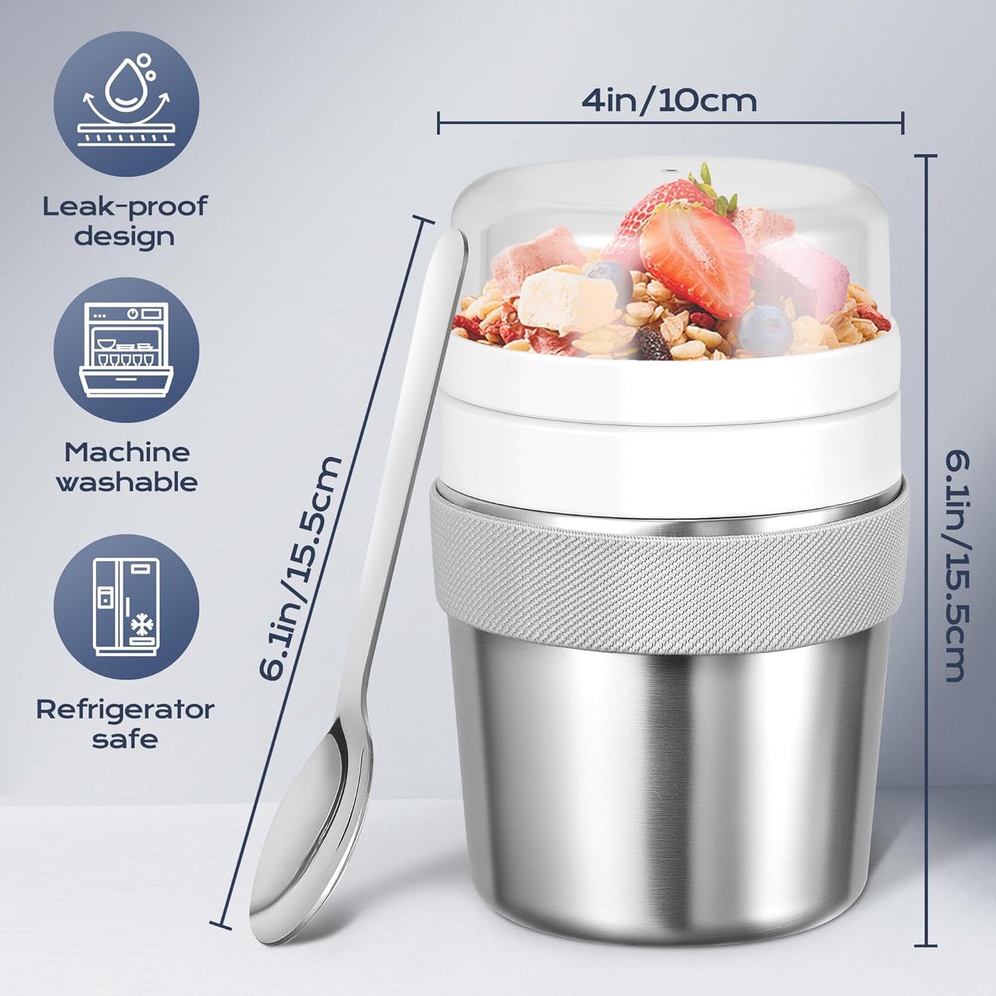 Isolierter Müslibecher to go (500 ml) mit Löffel
