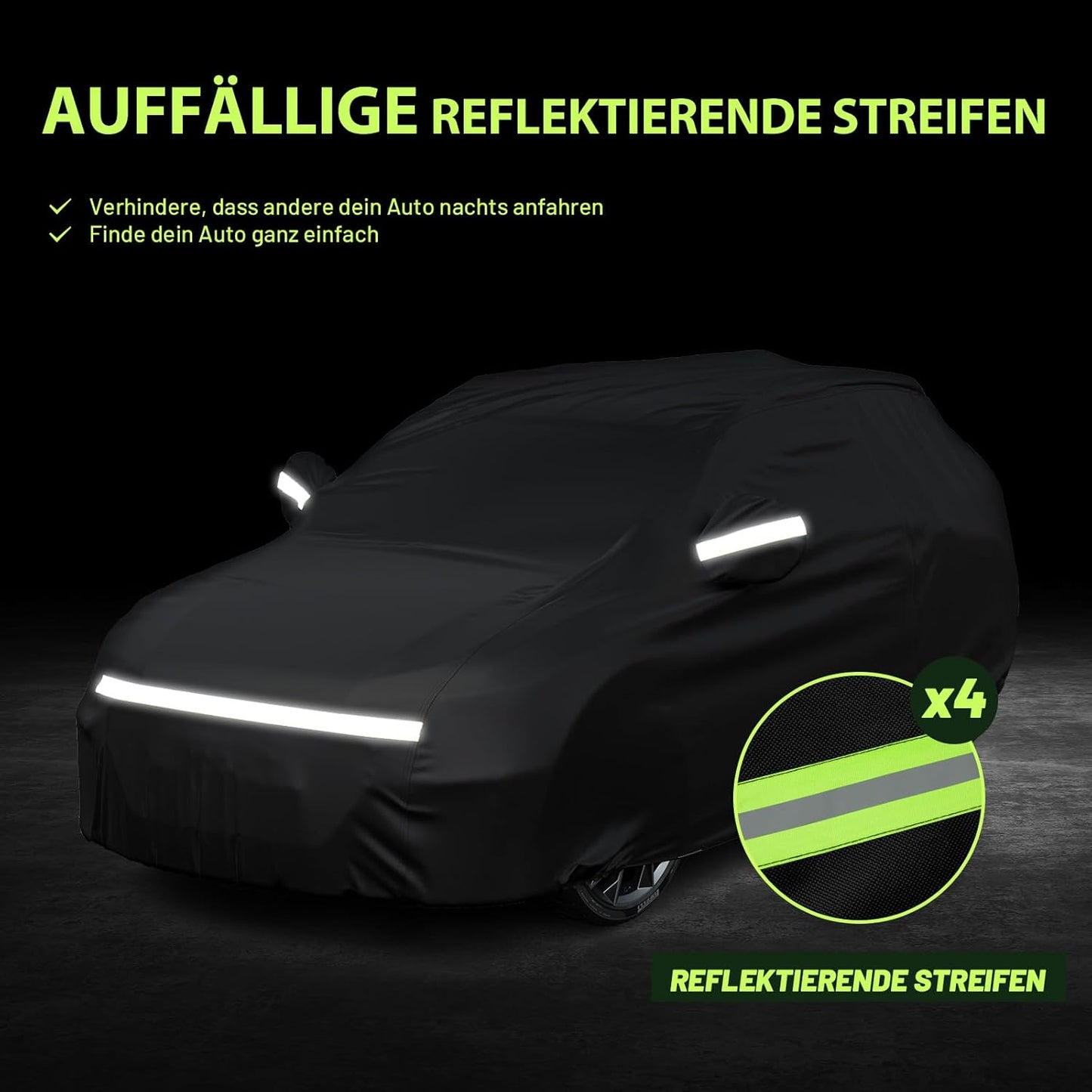 Staubdichte Autoabdeckung für SUVs, Schwarz / 480cm-505cm SUV