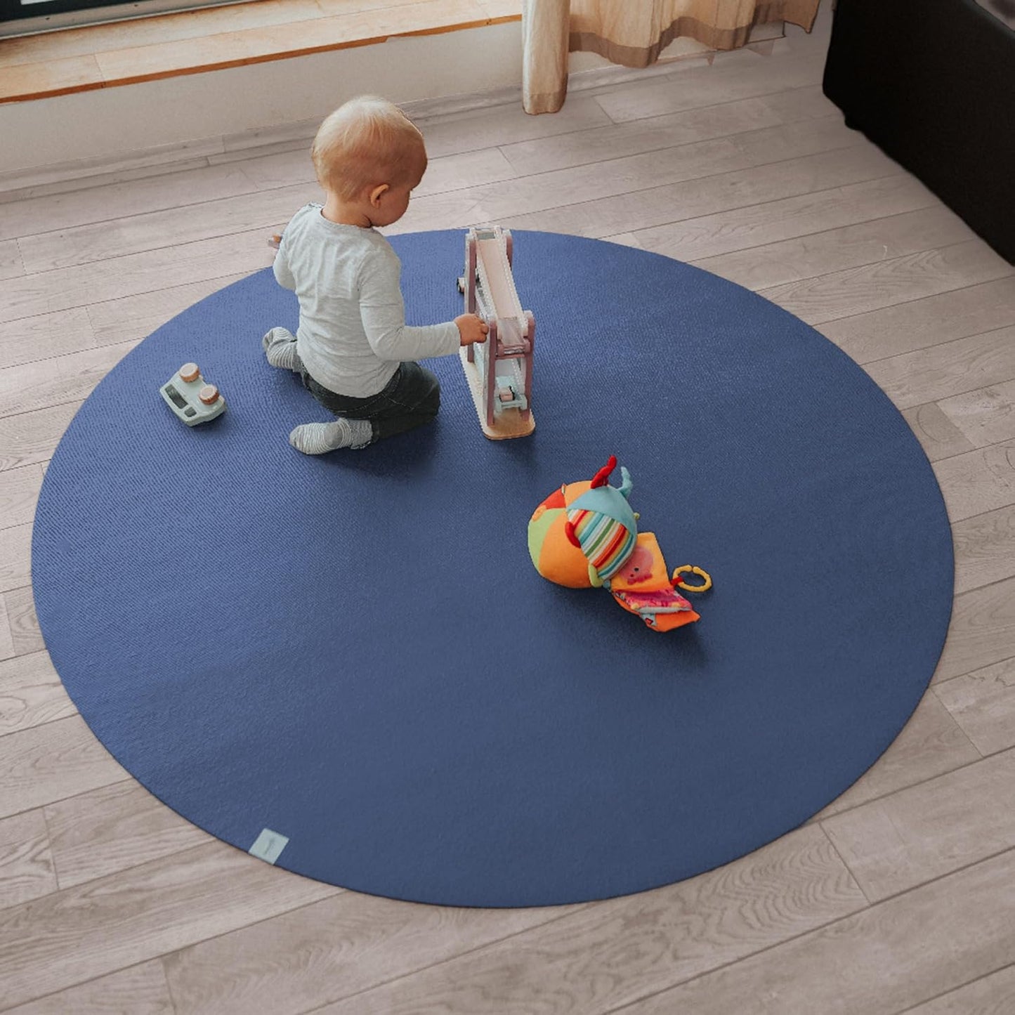 Runde Krabbelmatte mit Anti-Rutsch, Blau