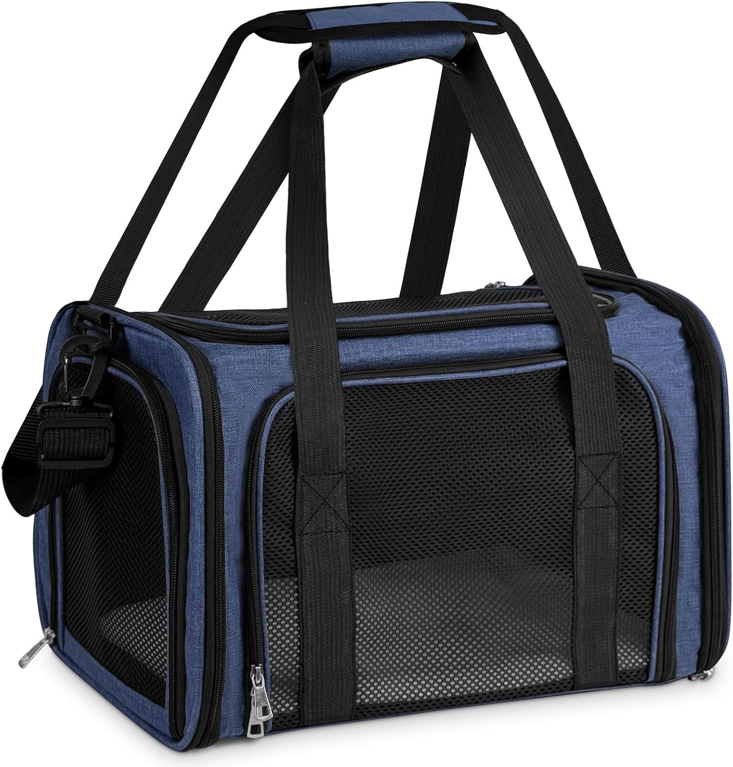 Faltbare Transporttasche für Katzen, L 43 x B 28 x H 28 cm|Dunkelblau