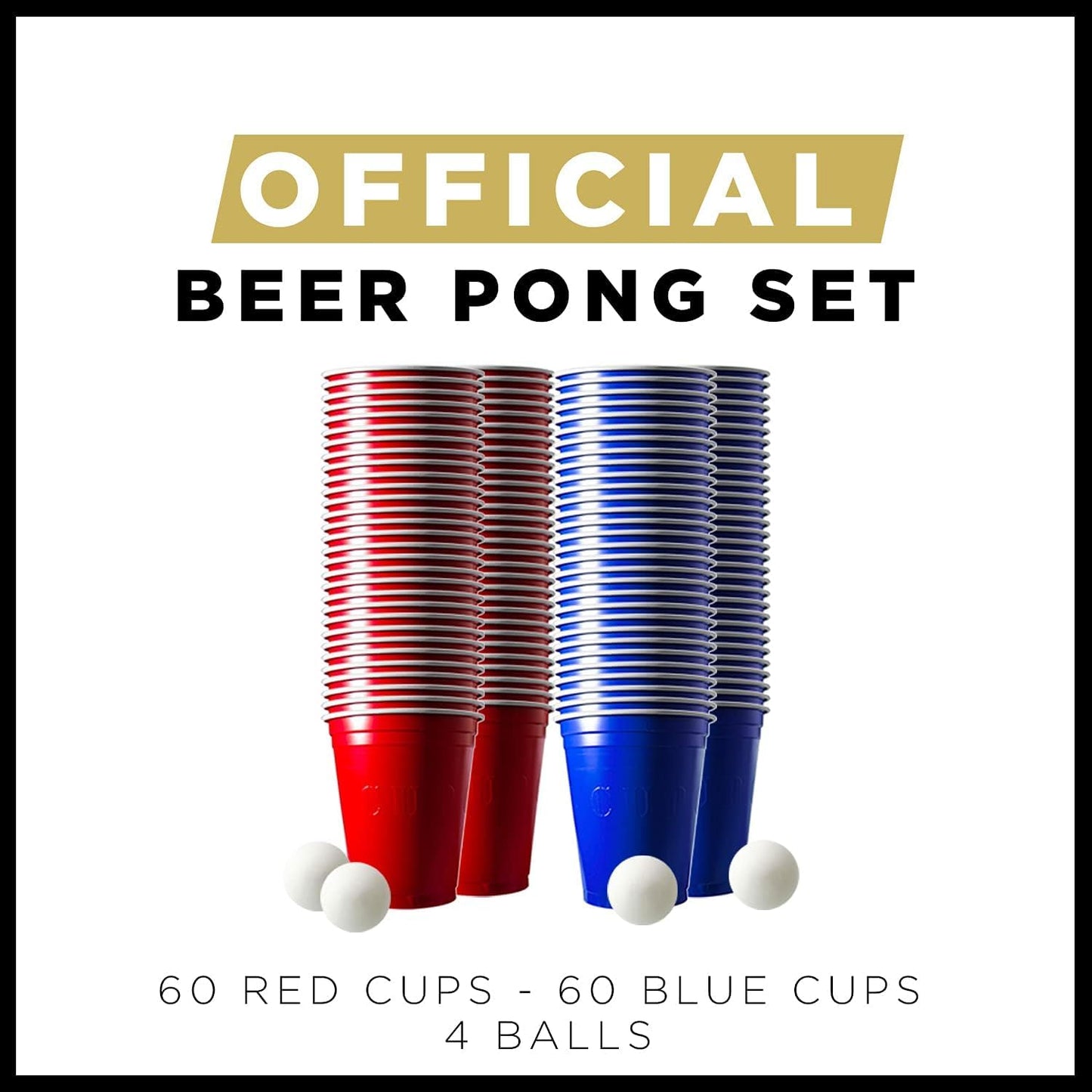 Beer Pong Tisch-Set mit Bechern und Bällen, Tisch + 120 Becher