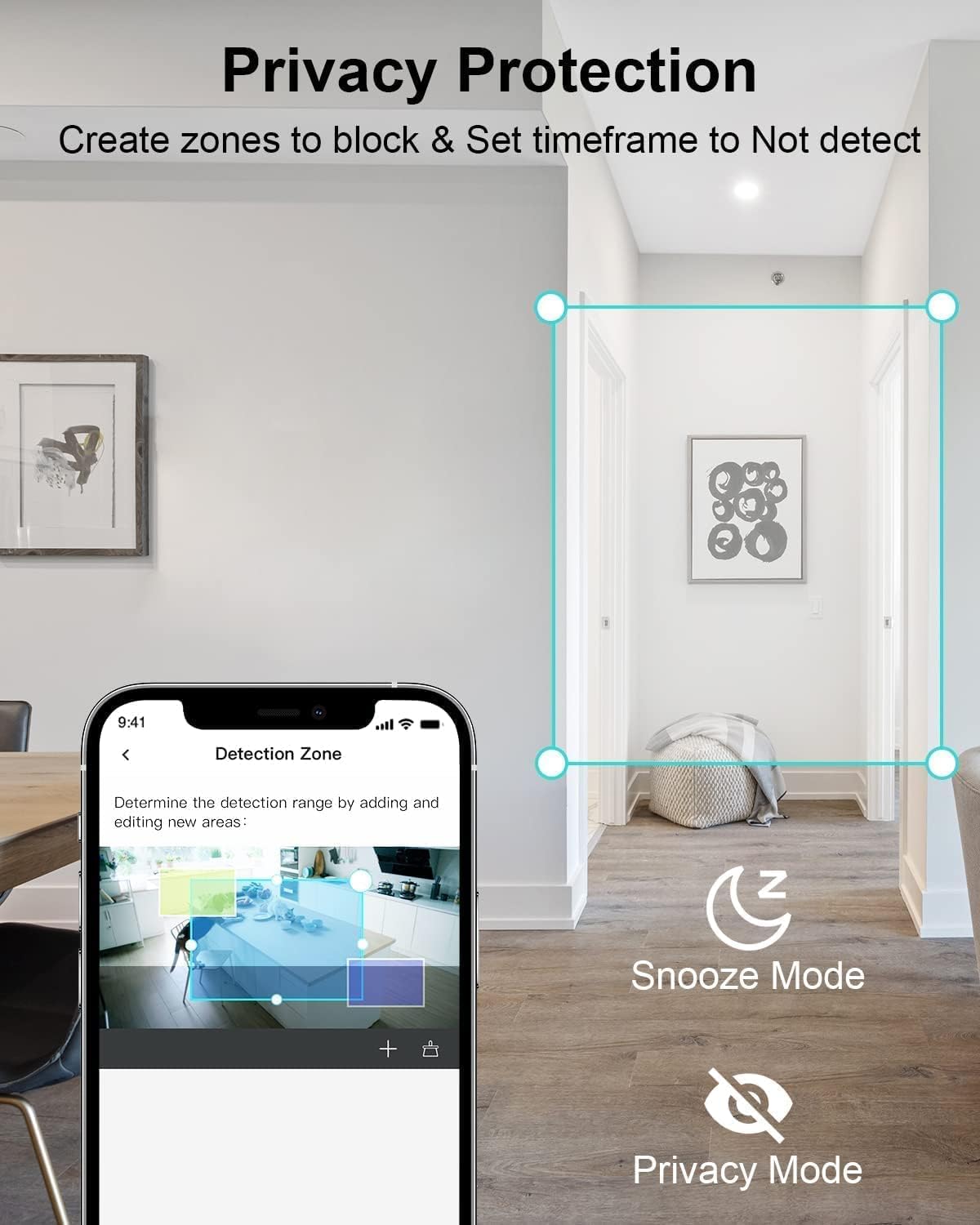 4MP/2.5K Innenüberwachungskamera mit App und magnetischem Standfuss, Packung mit 1