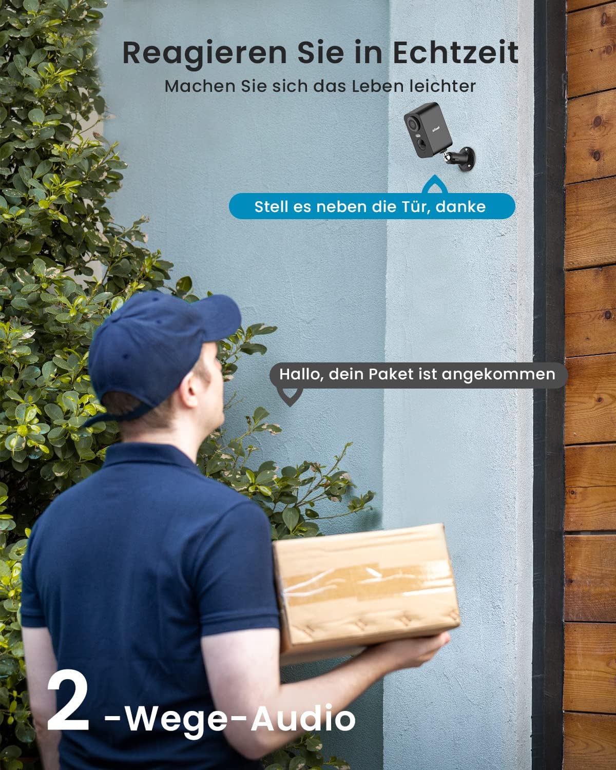 Überwachungskamera mit  PIR-Bewegungserkennung, 2k-solar-schwarz