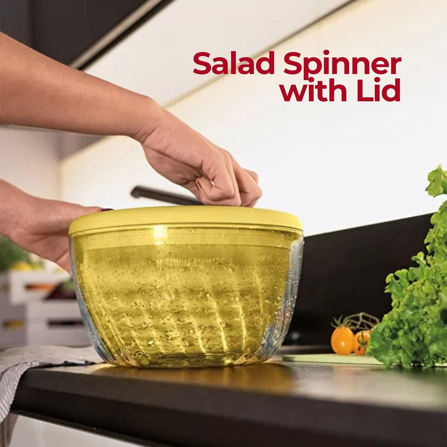 Spin&Store Salatschleuder mit Deckel, One Size Yellow