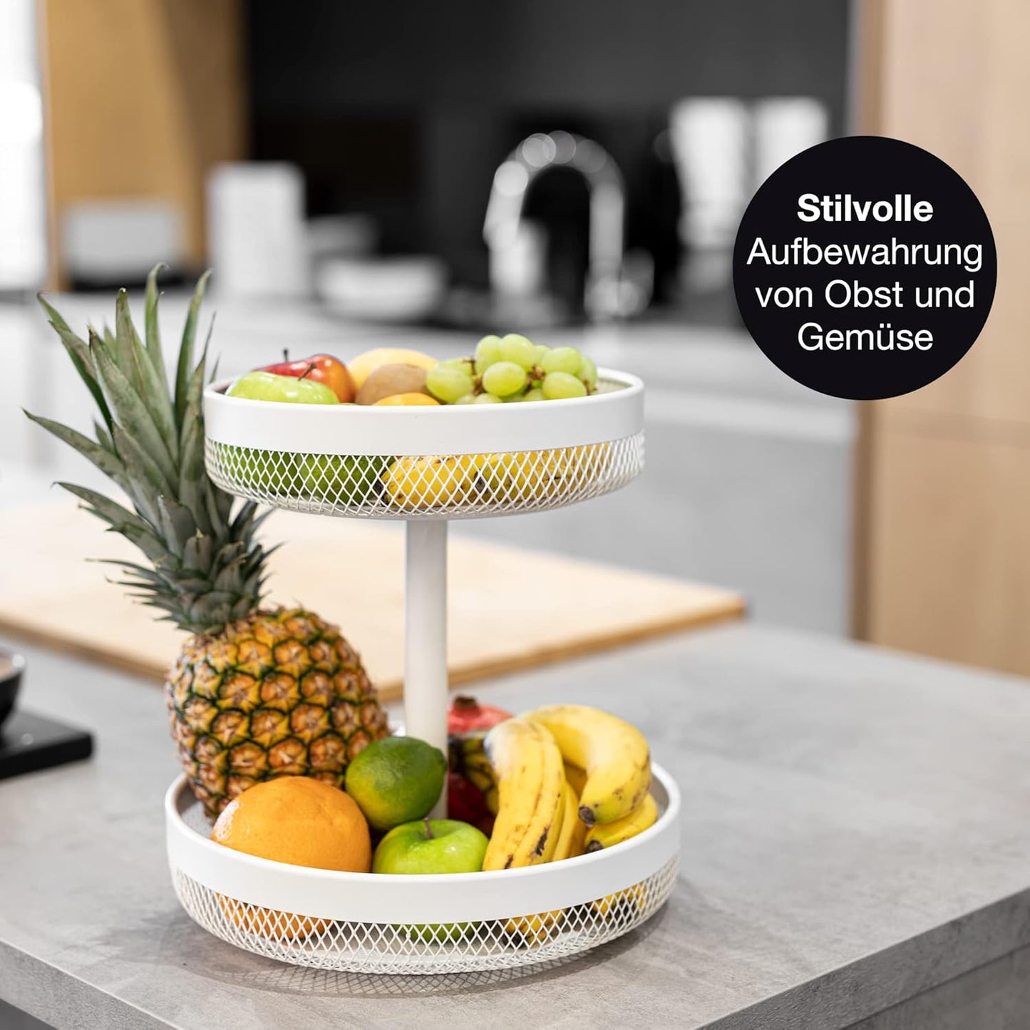 Obst Etagere, Weiss Rund