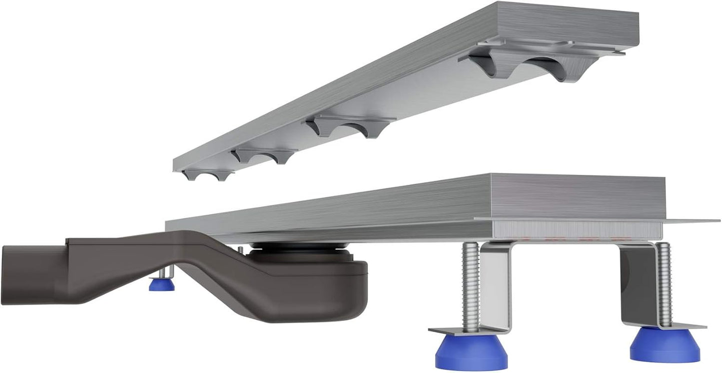 Extraflache Edelstahl-Duschrinne 60 cm, Länge: 60cm, Abgang Mitte