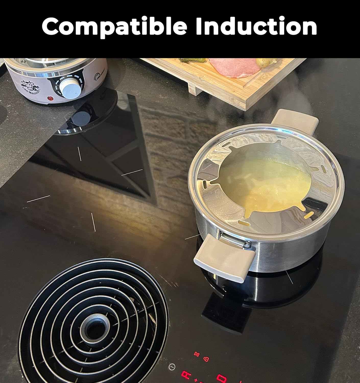 Fondue Set für 6 Personen, Hellbraun