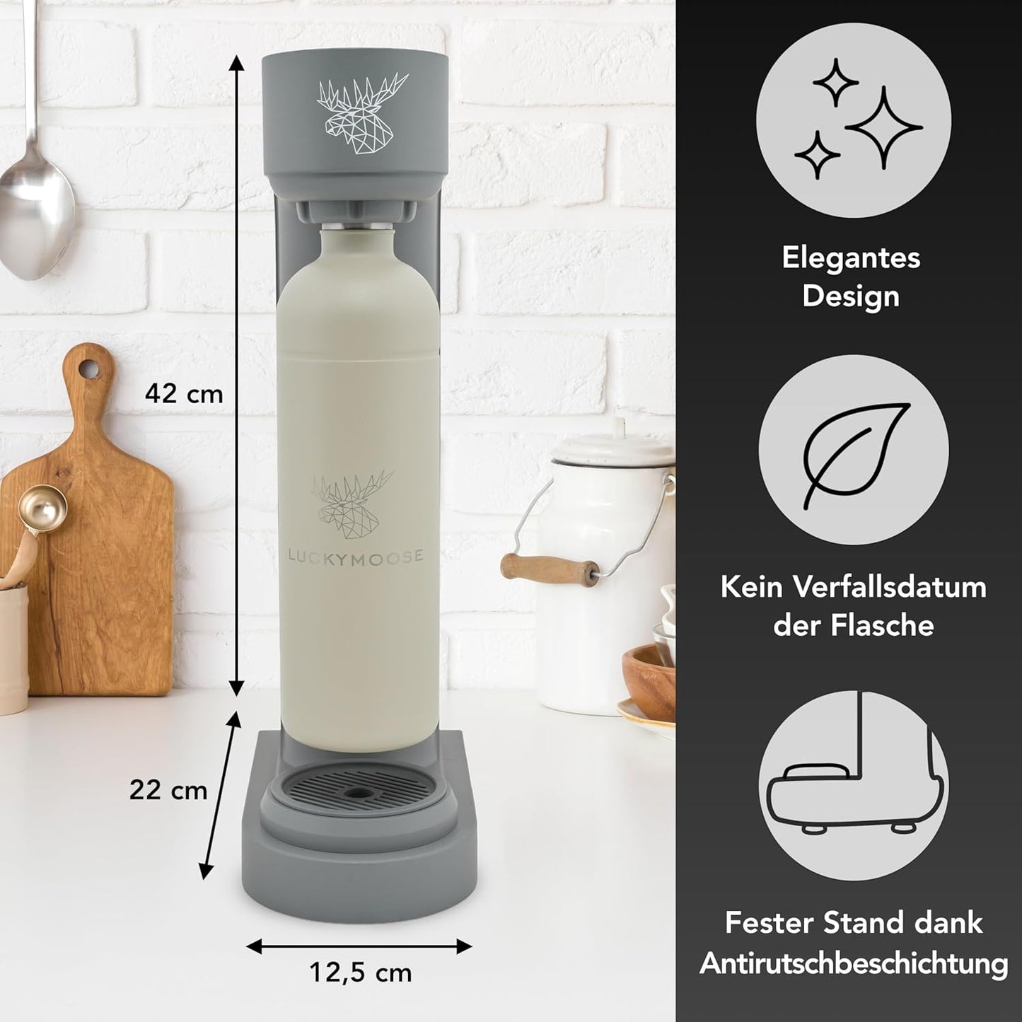 Wassersprudler Infinity mit 2 Flaschen, Grau - 2x Sand