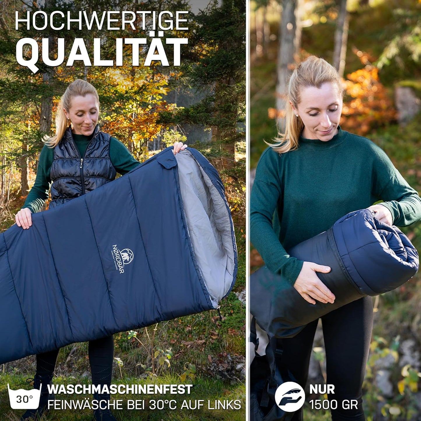 Mumienschlafsack für 3 Jahreszeiten, Blau 3 Jahreszeiten - 1500g