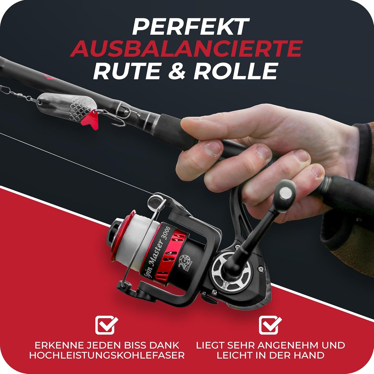 Teleskop-Angelset zum Spinnfischen, 2,1m 10-30g