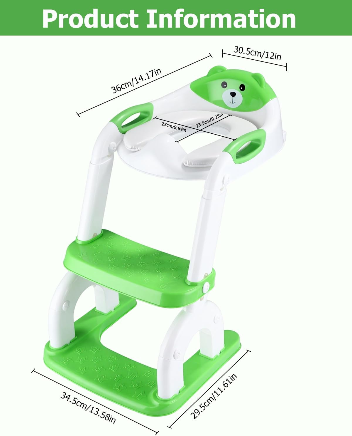Toilettentrainer mit Treppe, höhenverstellbar, Grün