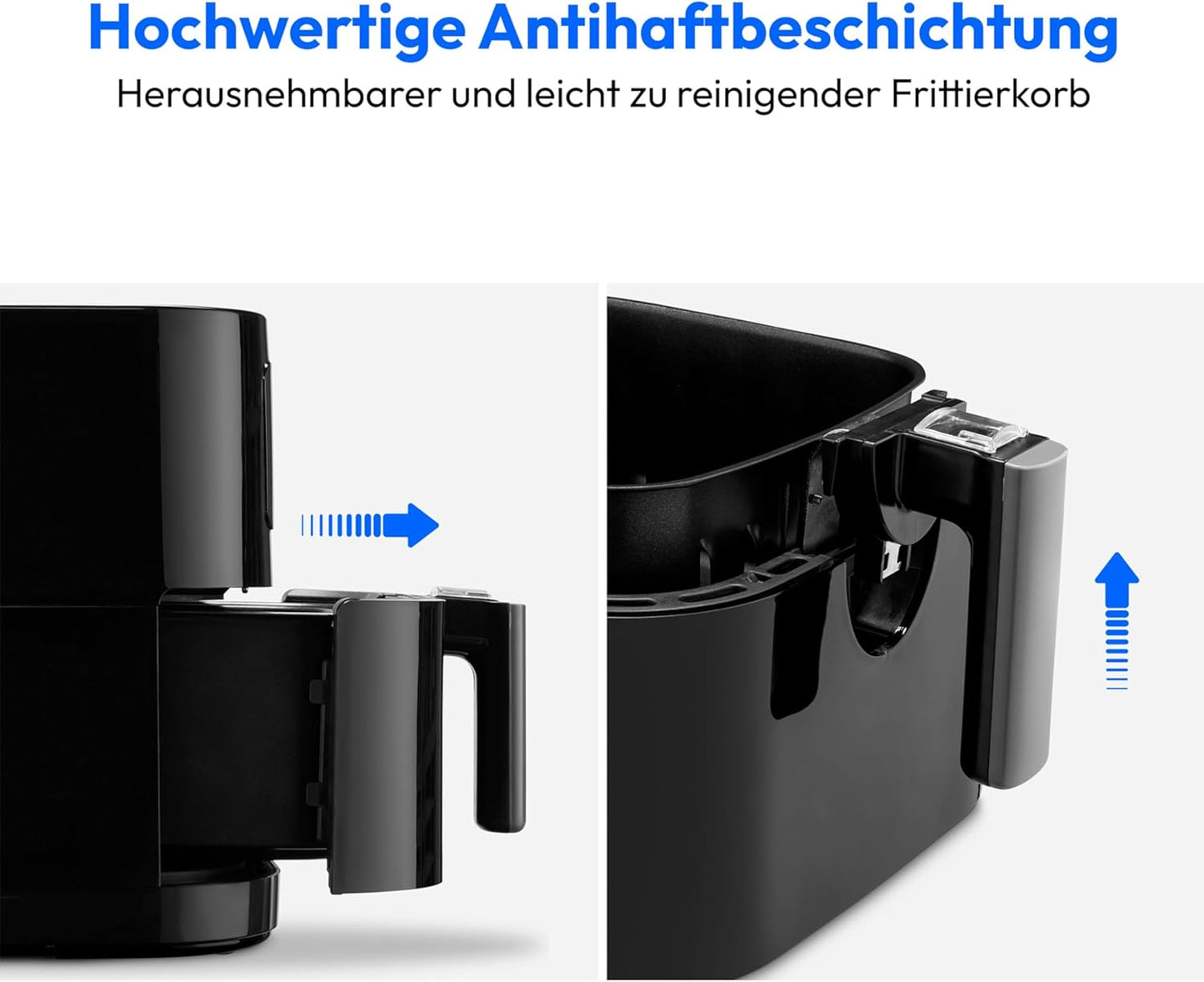 E40 XL Heissluftfritteuse mit Backfunktion, Schwarz