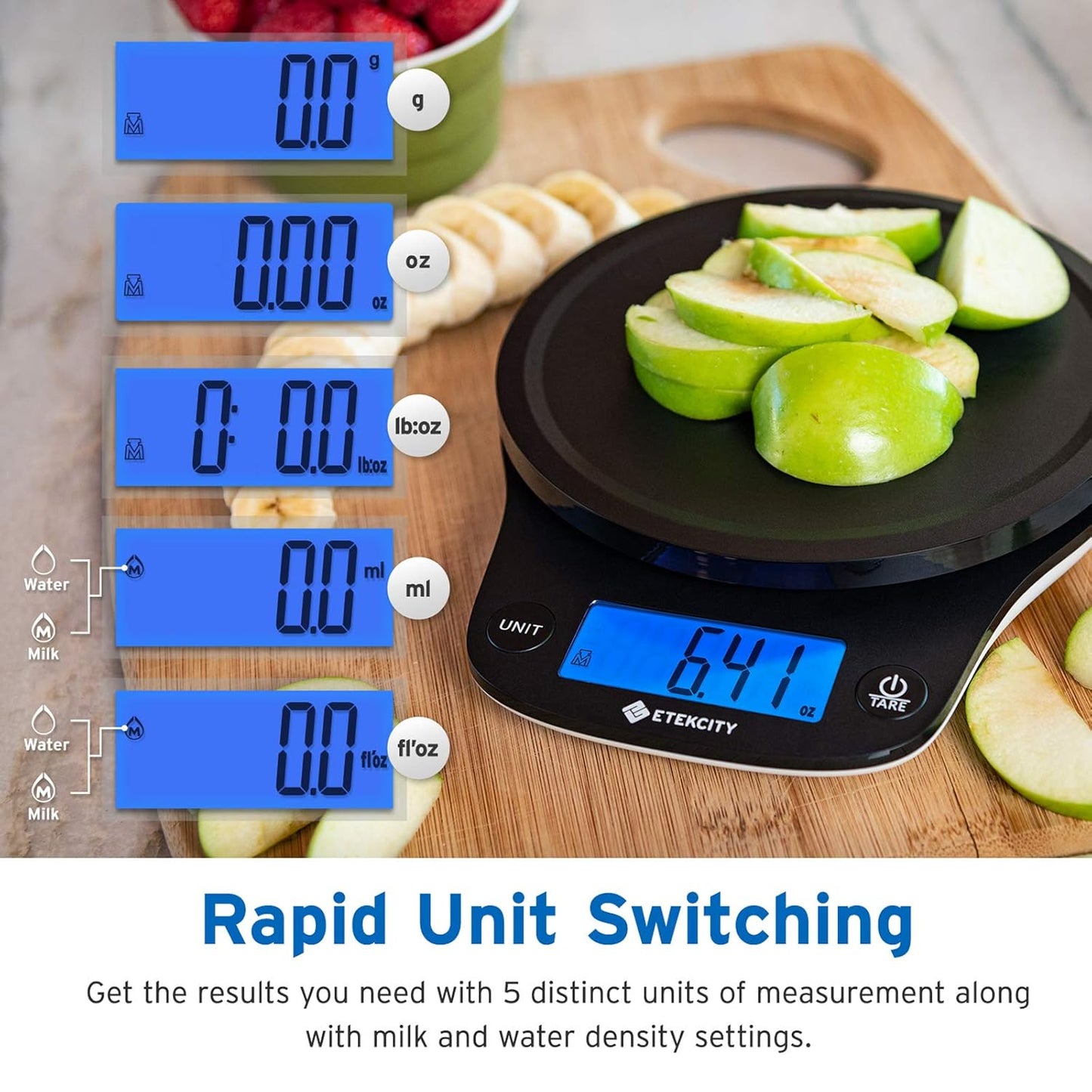 Digitale Präzisions-Küchenwaage EK9000, Tiefschwarz, 11lb-0.1g