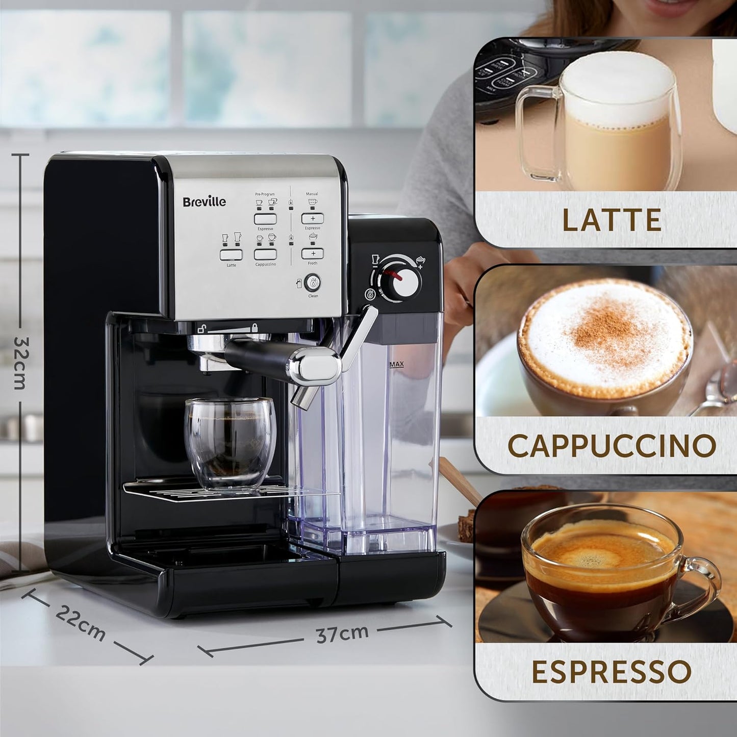 Prima Latte II Kaffeemaschine, Silber