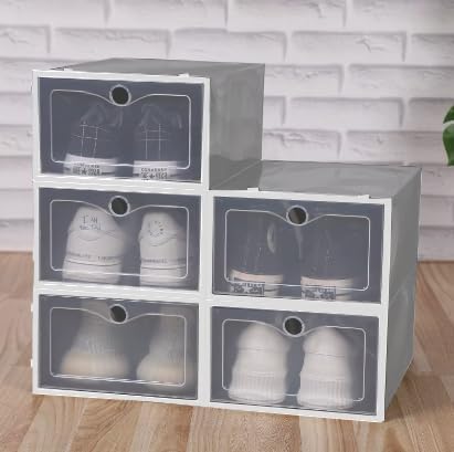 Stapelbares Schuhboxen-Set, Grau
