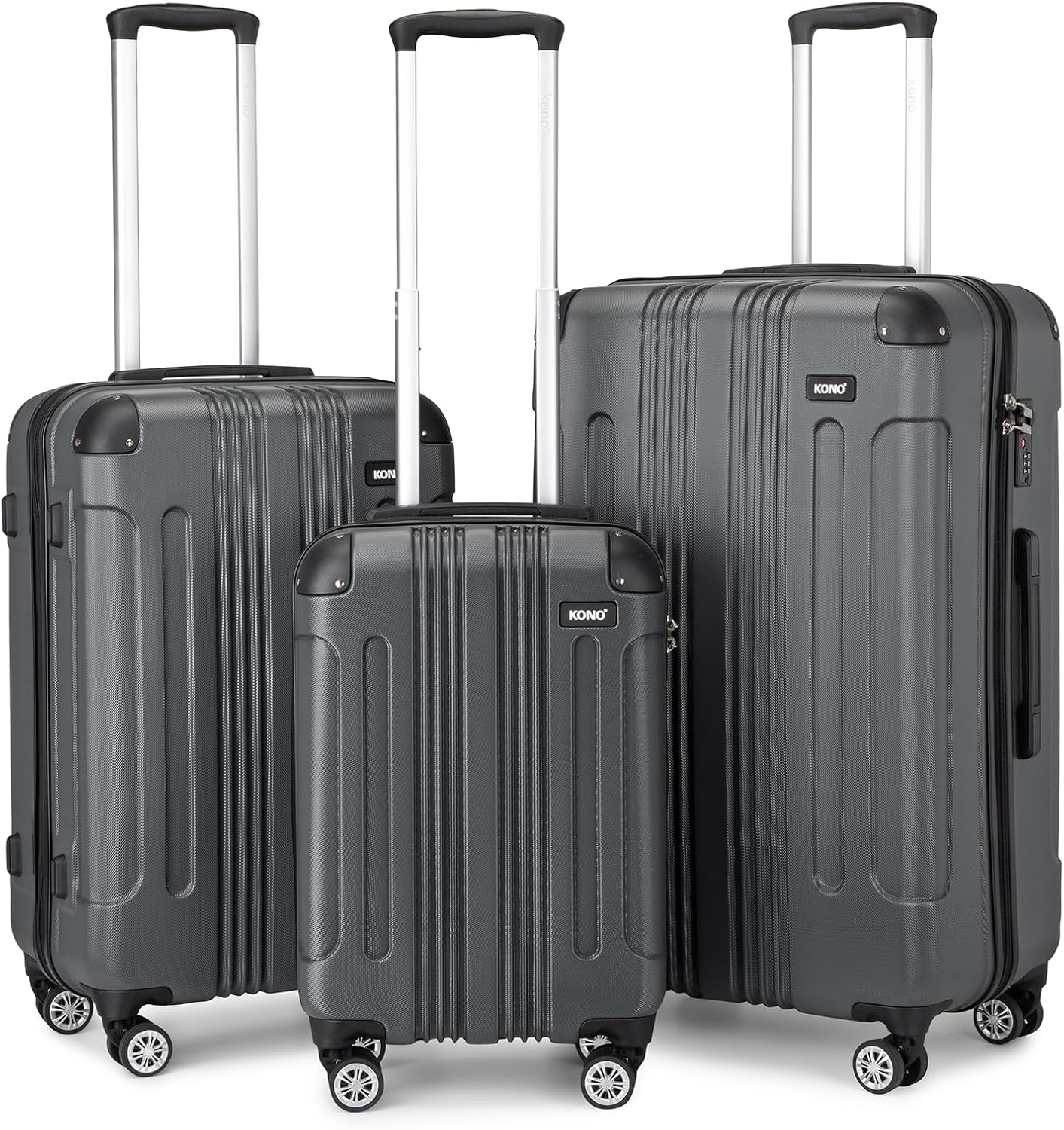 3-teiliges Hartschalen Trolley-Kofferset, 3 Teilig Kofferset Grau