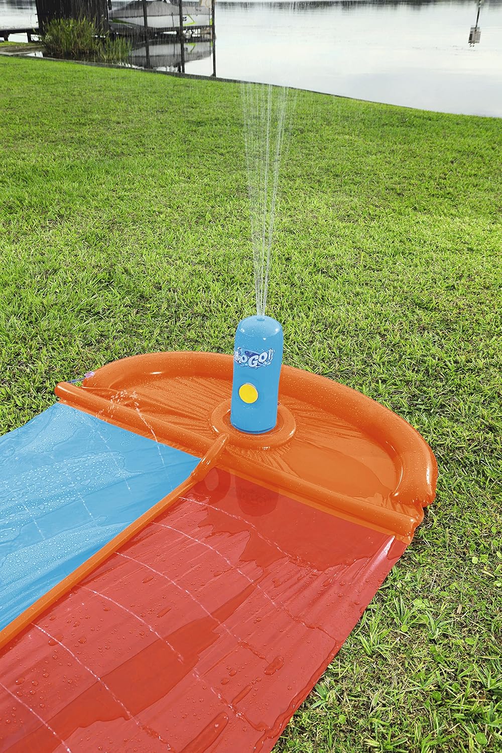 H2oGo Doppel Wasserrutsche mit Ziel-Fontaine, Zweispuriger Dragstrip