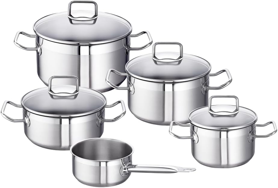 5-teiliges Edelstahl-Topfset für Induktion