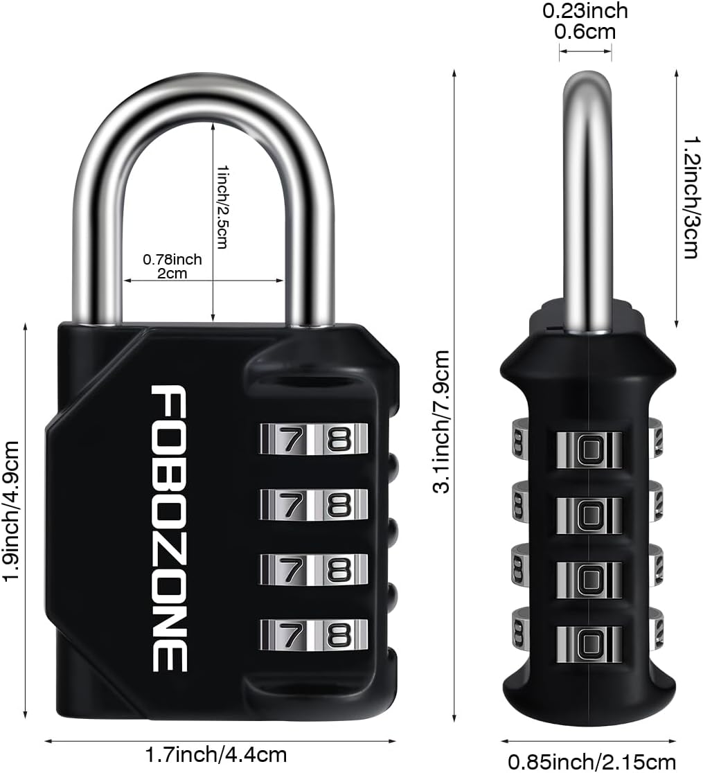 4er Zahlenschloss-Set, Schwarz 4 Pack