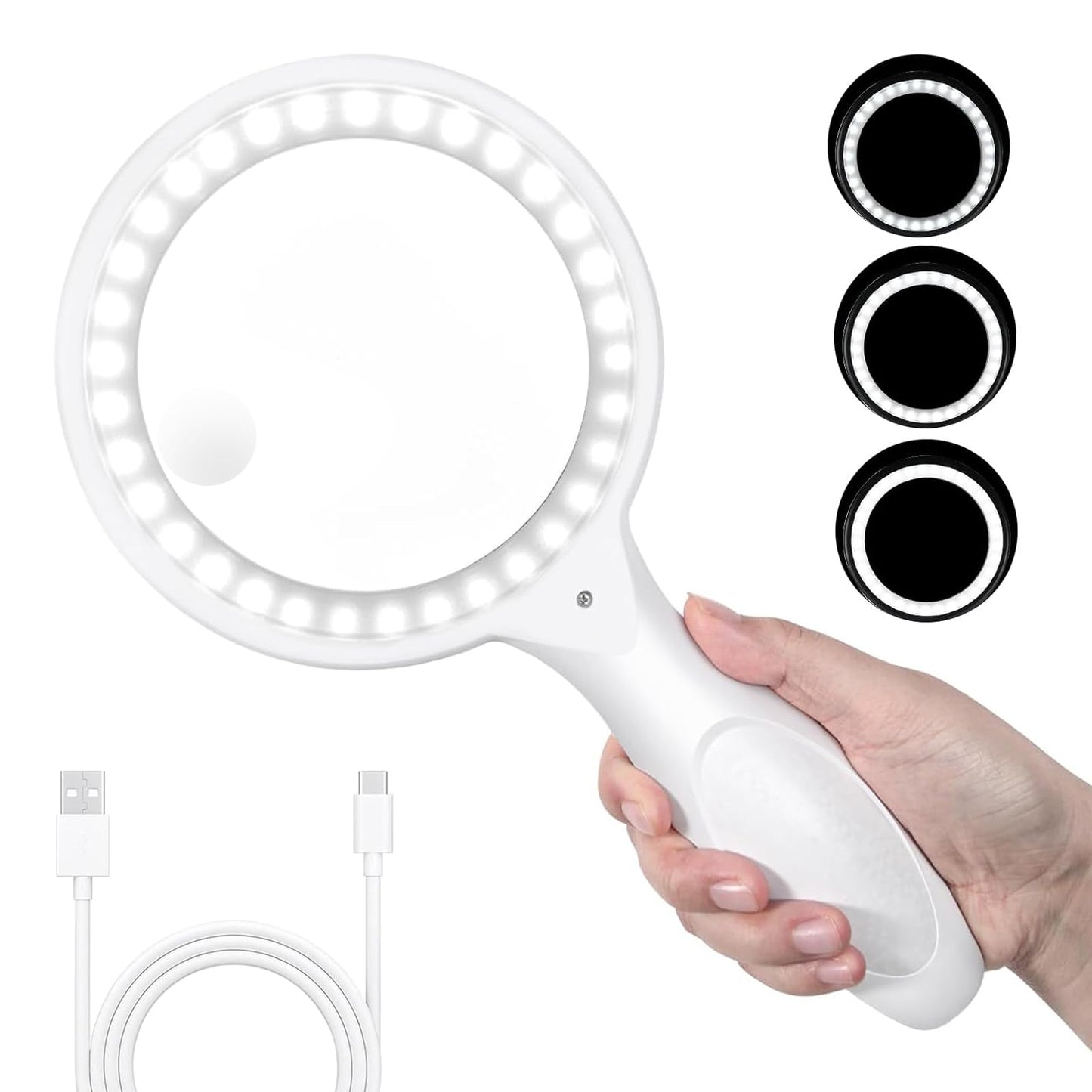 Handlupe mit Licht, 33led - Weiss