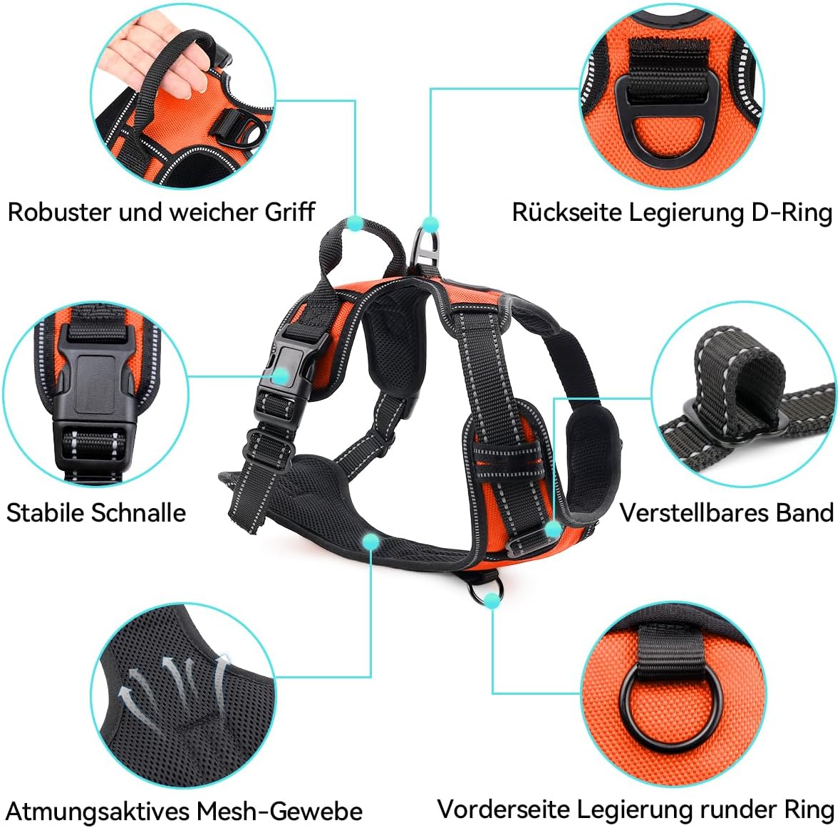 Reflektierendes Hundegeschirr, L (1er Pack) Orange