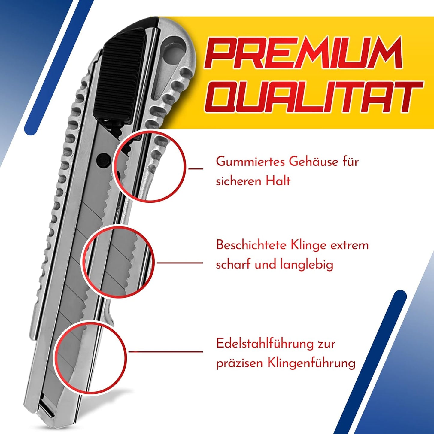 Cuttermesser-Set und 100 x Abbrechklingen, 10 Stück ink 100 Klinge