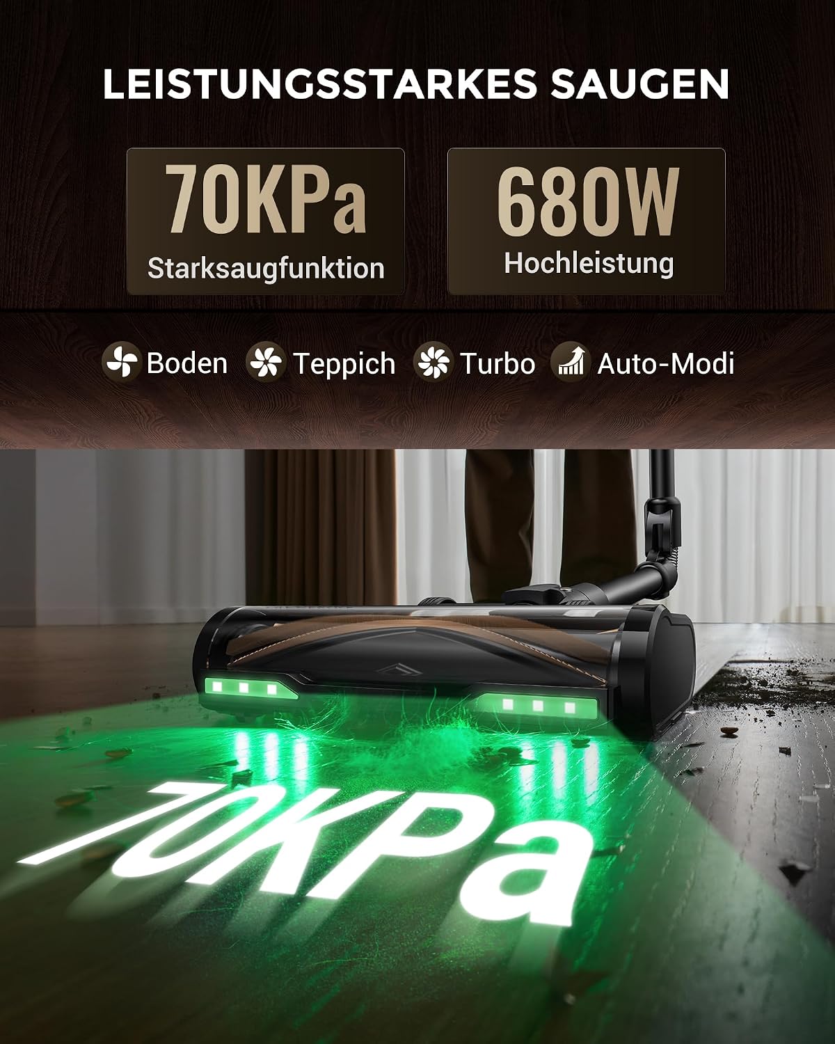 P20 Onepass Akku Staubsauger mit Wischfunktion, L Aurum Schwarz
