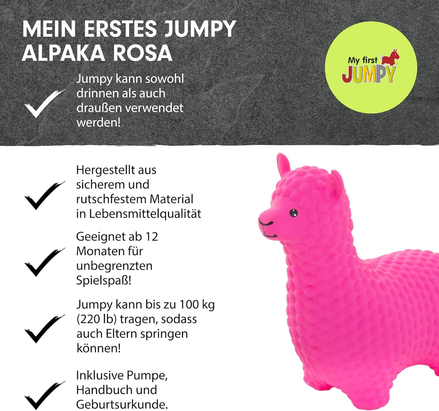 Hüpftier Alpaka, Pink