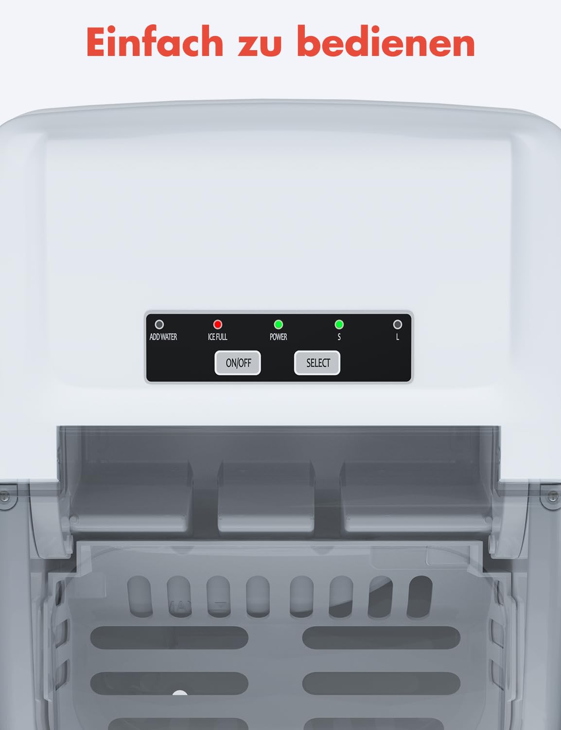 Eiswürfelmaschine LifeGoods für Crushed Ice und Würfel, Weiß