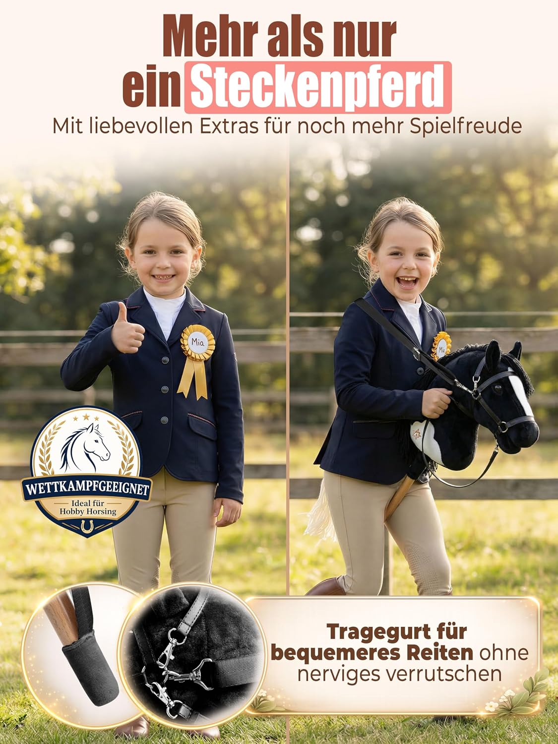 Hobby Horse Steckenpferd für Kinder, Schwarz & Weiss