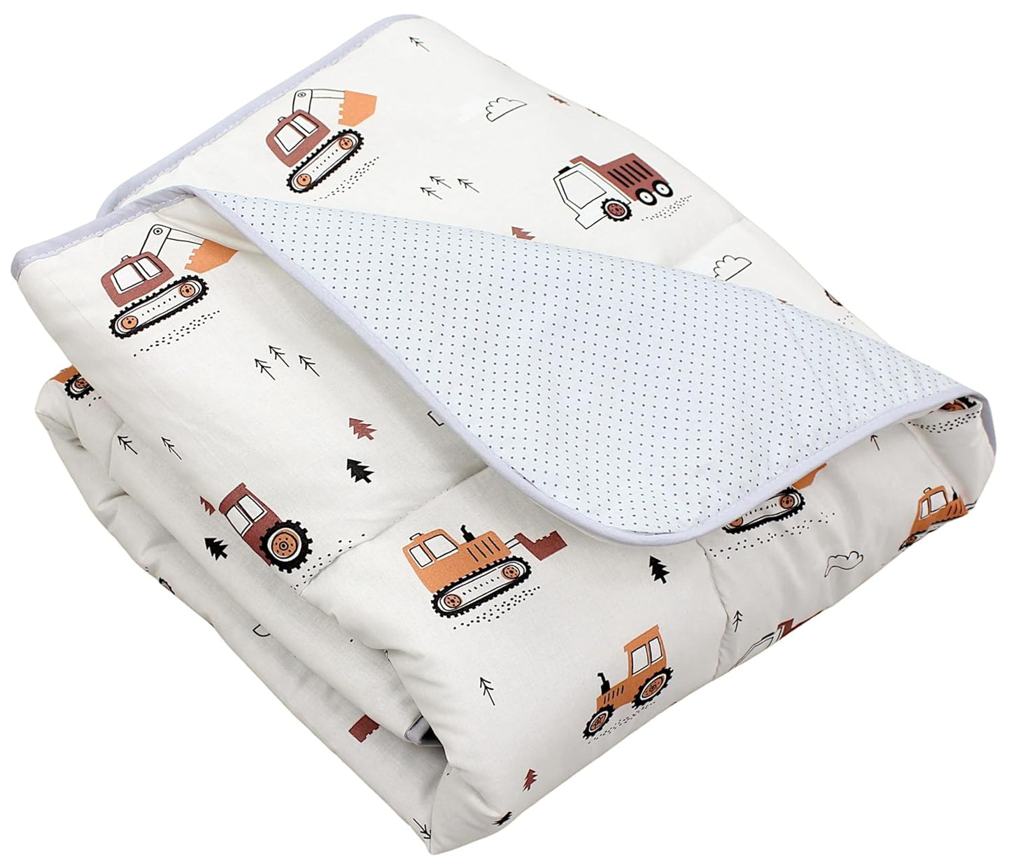 Gepolsterte Krabbeldecke für Babys (120x120 cm), Bagger Beige