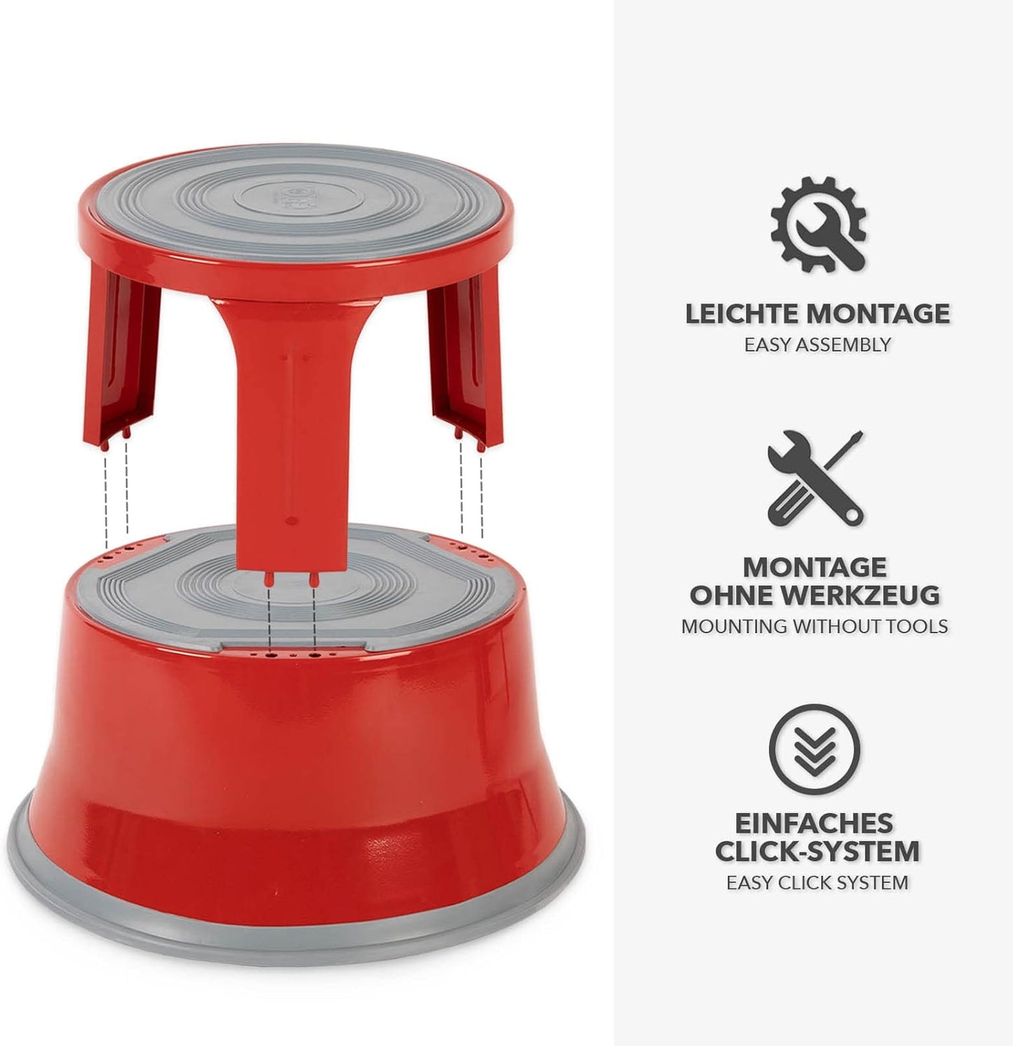 Rollhocker/Elefantenfuss, Rot Metall