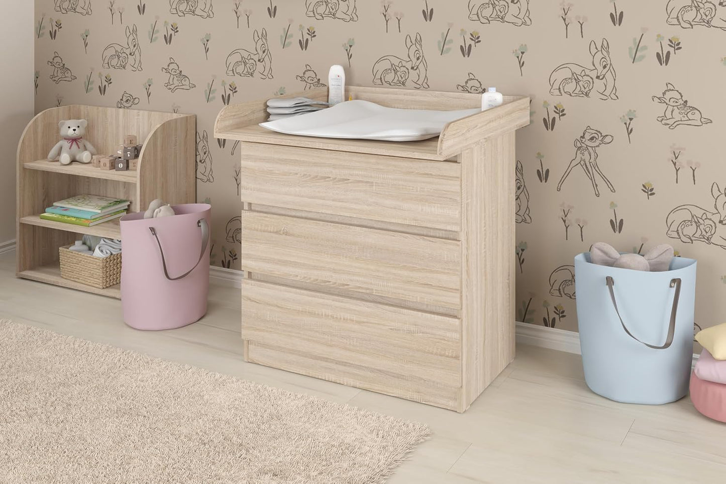 Wickelaufsatz für Ikea Kommoden (MALM, HEMNES, NORDLI), Eiche
