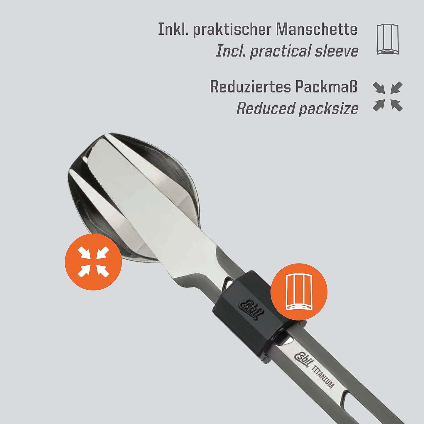 3-teiliges Titanbesteck-Set TC4-TI, Silber