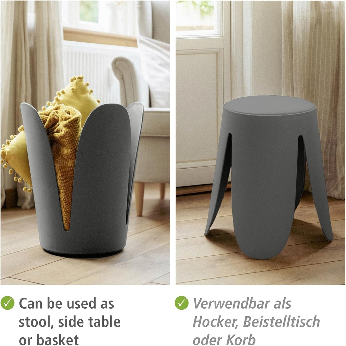 Badhocker Comiso mit gepolsterter Sitzfläche, Anthrazit