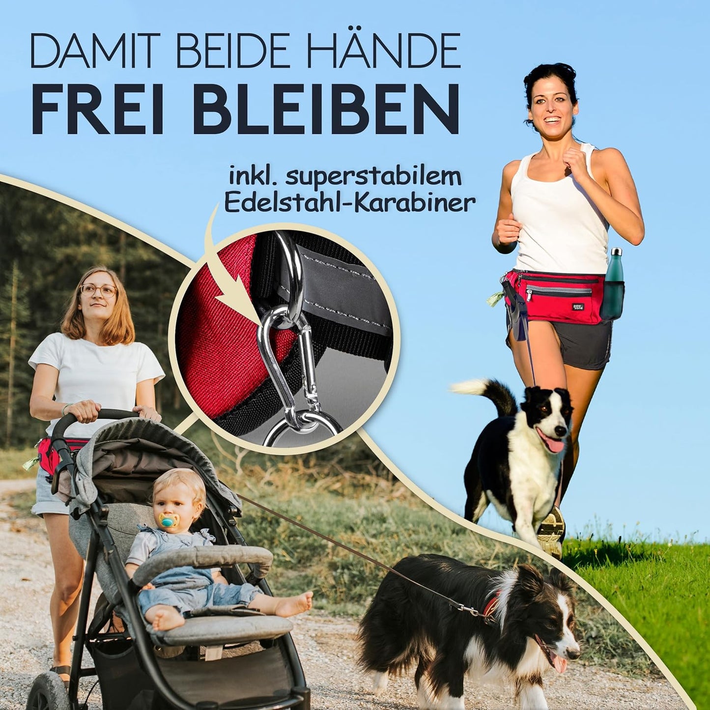 Leckerlibeutel mit Reflektorband & Zusatzgurt, Feuerrot