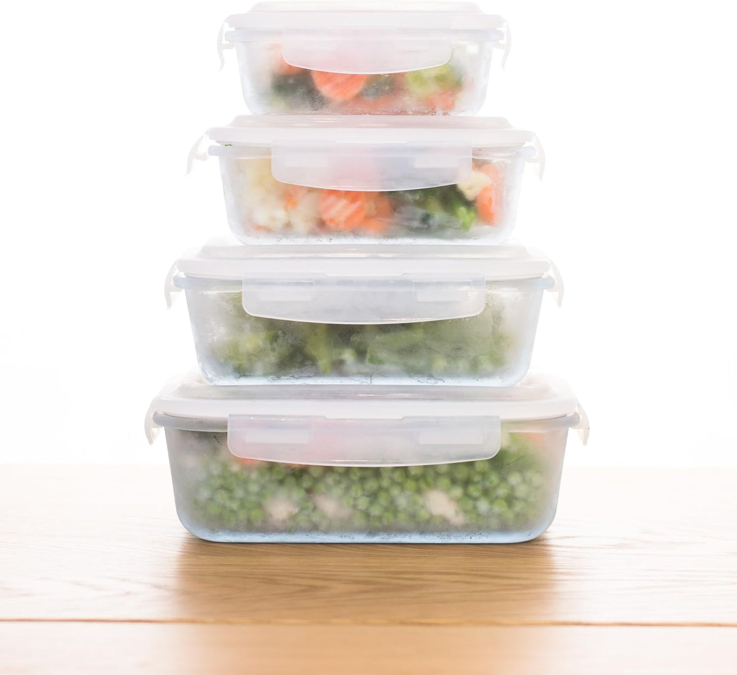 8-teiliges Frischhaltedosen-Set, 1 x 370, 1 x 640, 1 x 1040, 1 x 1520 ml Rechteckig