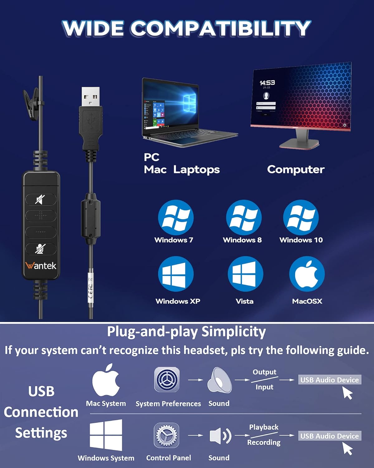 Headsets 602N mit Noise Cancelling Mikrofon & USB Adapter, mattschwarz‌