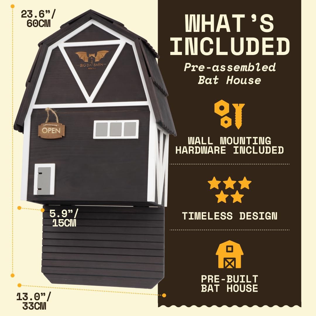 Grosses Fledermaushaus, 3 Chamber Big Bat Barn Black
