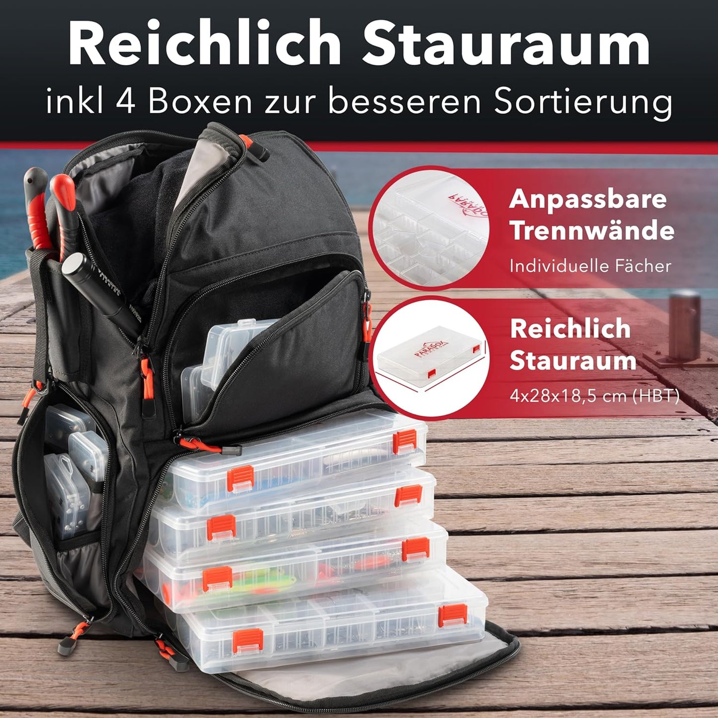 Angelrucksack mit Boxen