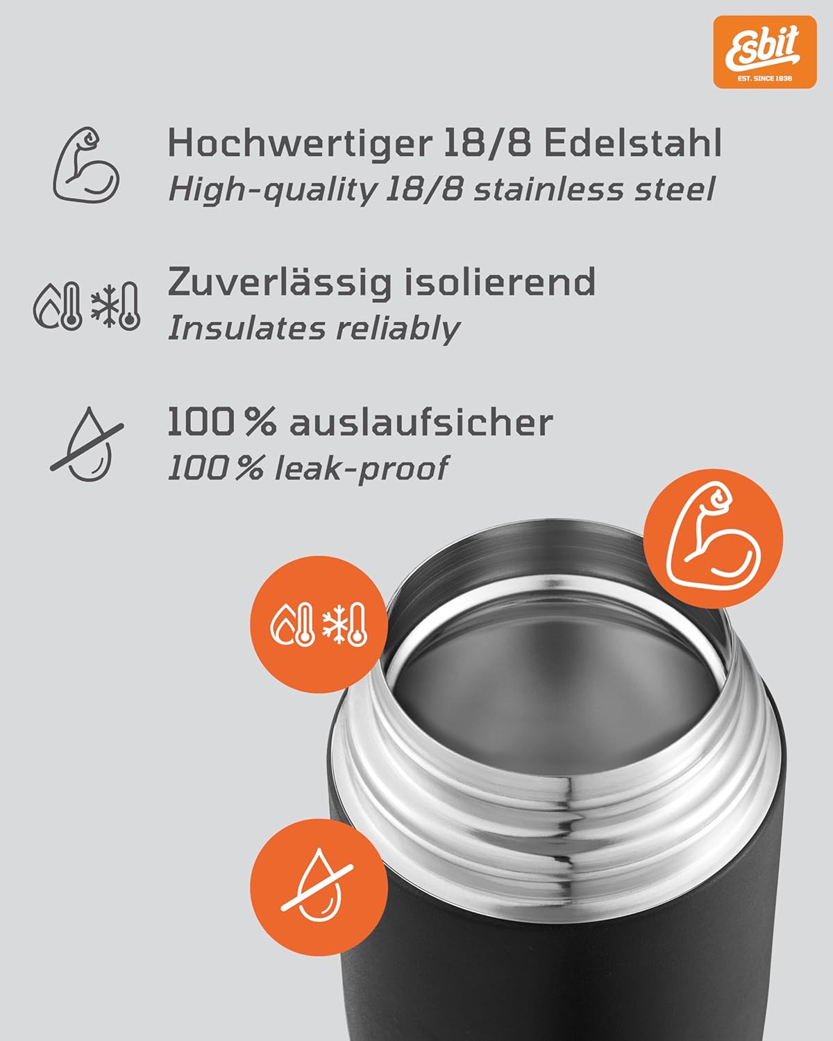 Thermobehälter Classic für Speisen, 500 ml Schwarz