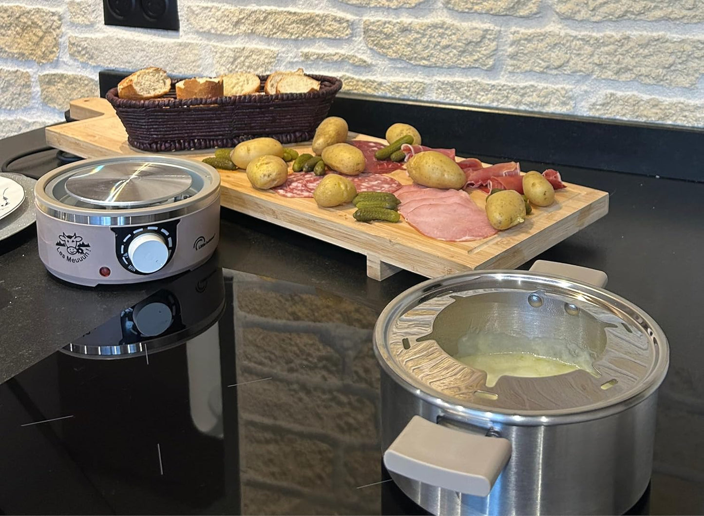 Fondue Set für 6 Personen, Hellbraun