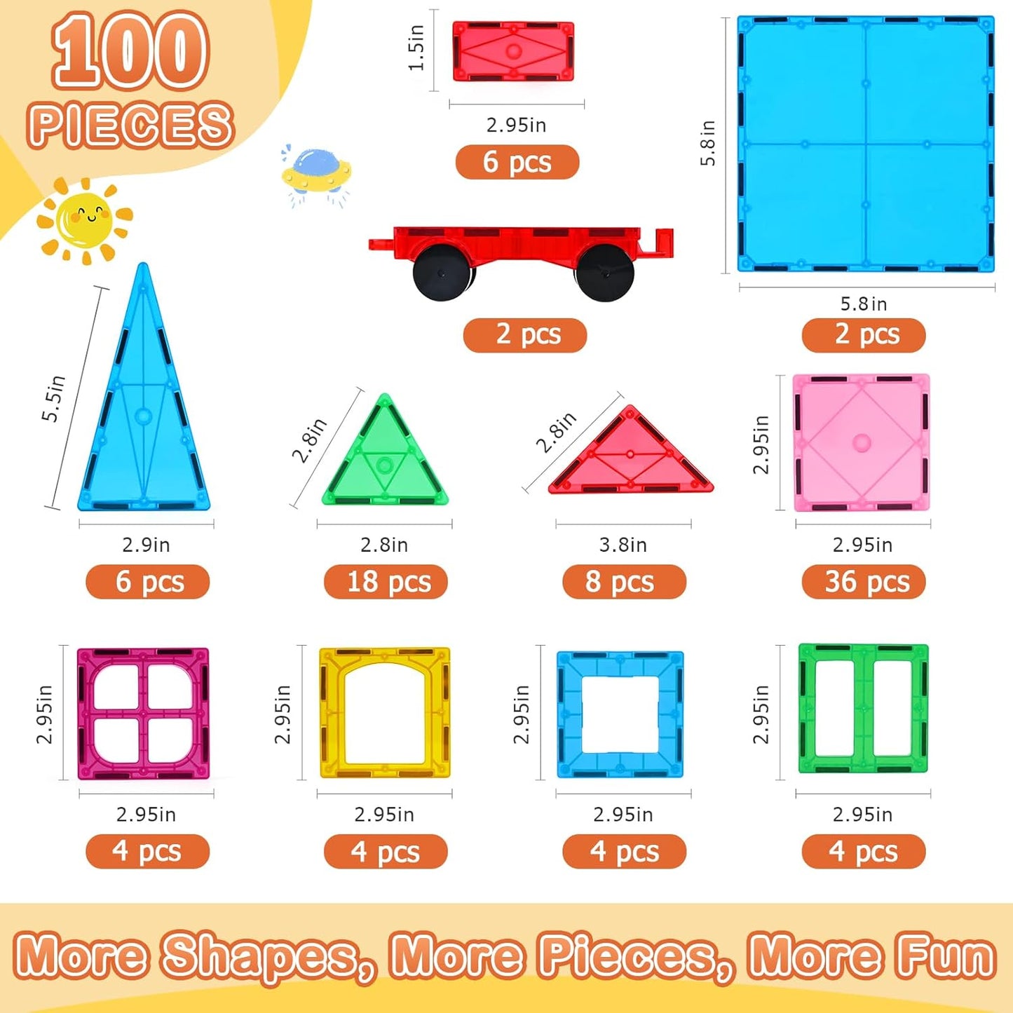 Magnetbausteine-Set, 100pcs 100pcs
