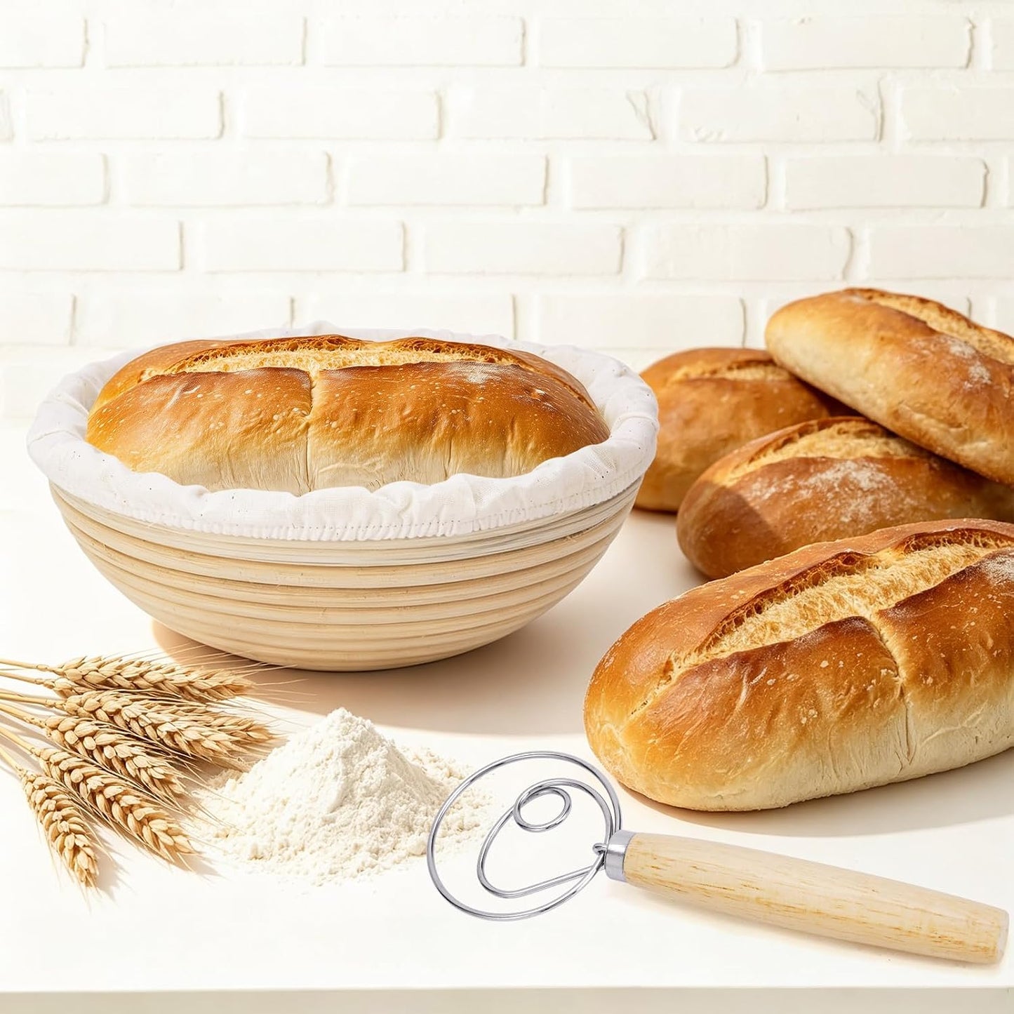 Gärkörbchen-Set für Sauerteig, 2 Stück, Rattan-gärkörbchen