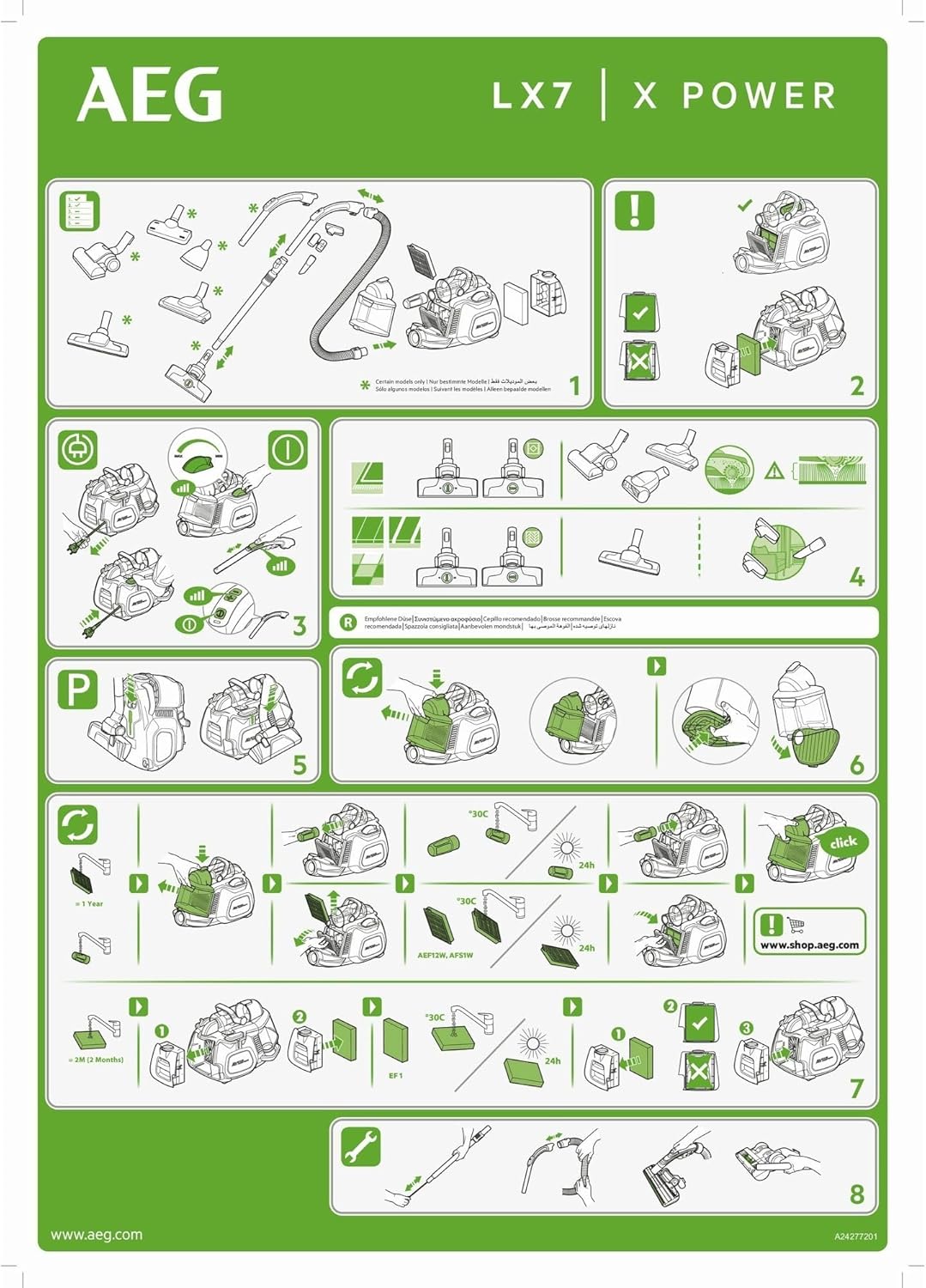 Staubsauger LX7-2-CR-A, Mit Turbo-Bodendüse und Spezialdüsen-Set