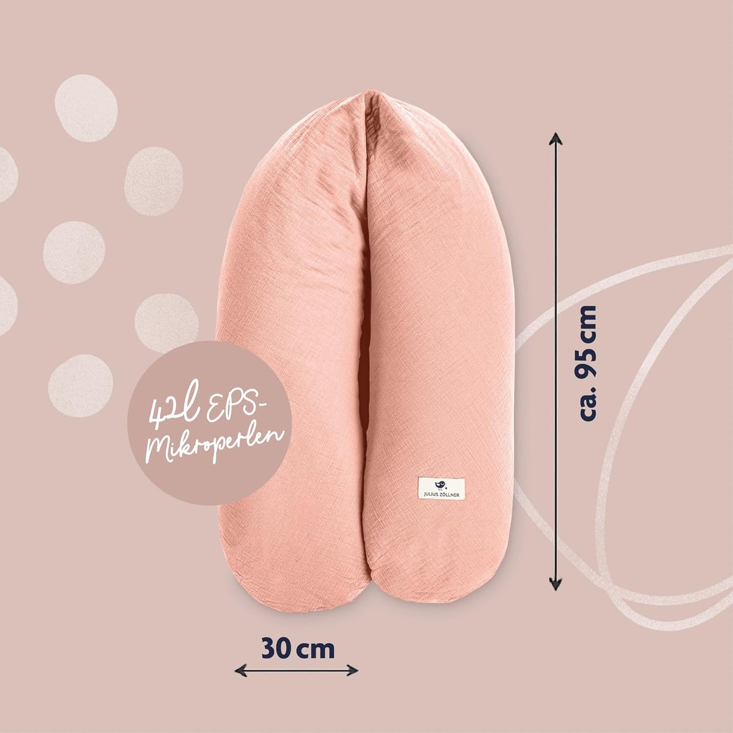 Stillkissen Musselin 3-in-1 aus Baumwolle, Dusty Rose